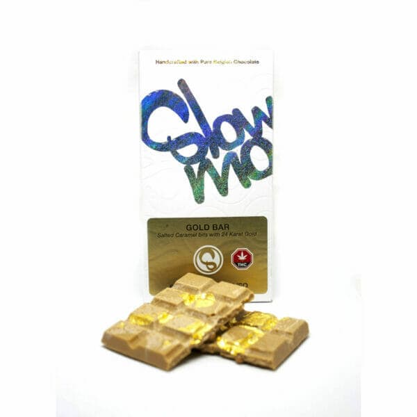 SLOW MO – GOLD BAR WITH SALTED CARAMEL BITS AND 24 KARAT GOLD – 600MG THC
