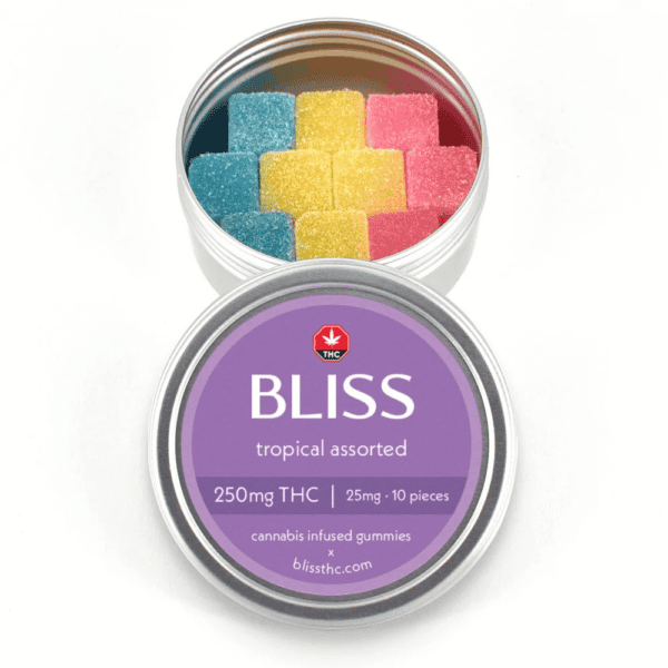 BLISSTROPASSORTED250MG (1) BLISS - TROPICAL ASSORTED - PREMIUM INFUSED GUMMIES - 250MG THC