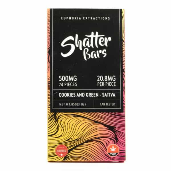 EUPHORIA SHATTER BARS - SATIVA - COOKIES AND GREEN - 1200MG