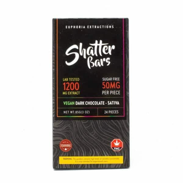 SHATTERBARSDARKCHOCOLATESATIVA1200MG EUPHORIA SHATTER BARS - SATIVA - DARK CHOCOLATE - 1200MG