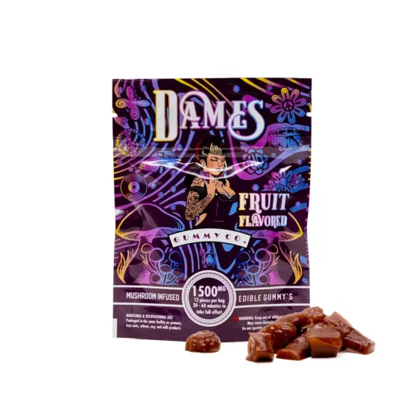 Strawberry1500MG-DamesEdibles-01-1 DAMES GUMMY CO: GUMMIES – MUSHROOM INFUSED– STRAWBERRY (1500mg)