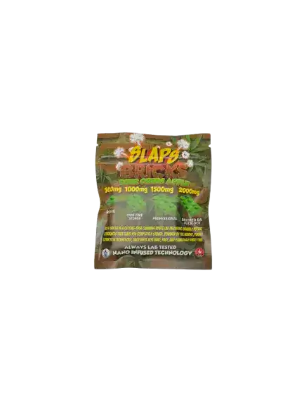 SLAPSBRICKGREENAPPLEBACK4000MG SLAPS BRICKS - SOUR GREEN APPLE - 4000MG THC