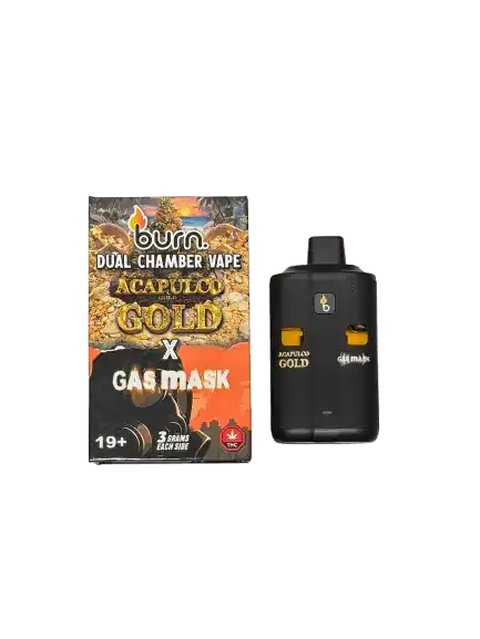 BURN LIFESTYLE CO - 6 GRAM DUAL CHAMBER DISPOSABLE VAPE - ACAPULCO GOLD + GAS MASK