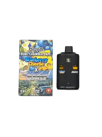 BURN6GRAMBLUEBERRYCHEESEXAMG BURN LIFESTYLE CO - 6 GRAM DUAL CHAMBER DISPOSABLE VAPE - BLUEBERRY CHEESE + AMG