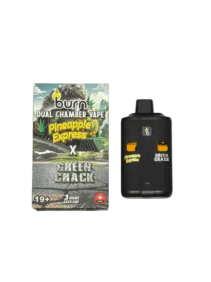 BURN6GRAMPINEAPPLEEXPRESSXGREENCRACK BURN LIFESTYLE CO - 6 GRAM DUAL CHAMBER DISPOSABLE VAPE - PINEAPPLE EXPRESS + GREEN CRACK