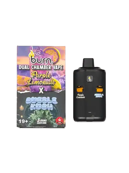 BURN6GRAMPURPLELEMONADEXBUBBLEKUSH BURN LIFESTYLE CO - 6 GRAM DUAL CHAMBER DISPOSABLE VAPE - PURPLE LEMONADE + BUBBLE KUSH