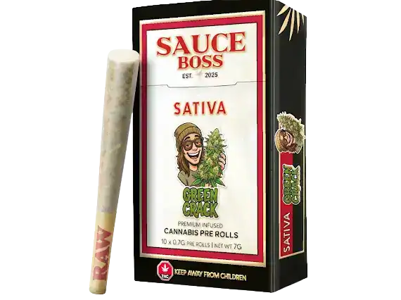SAUCE BOSS - LIVE RESIN/LIQUID DIAMOND INFUSED PREROLLS - GREEN CRACK
