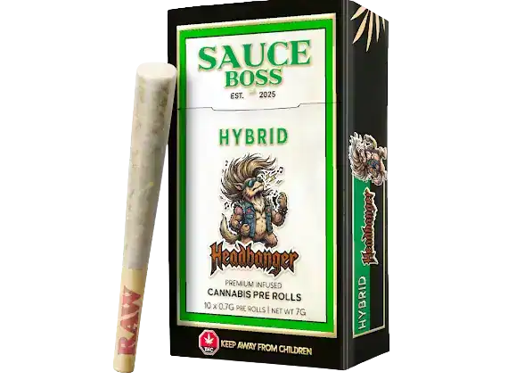 SAUCEBOSSHEADBANGERHYBRID SAUCE BOSS - LIVE RESIN/LIQUID DIAMOND INFUSED PREROLLS - HEADBANGER