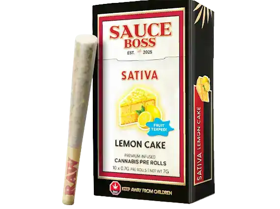 SAUCEBOSSLEMONCAKE SAUCE BOSS - LIVE RESIN/LIQUID DIAMOND INFUSED PREROLLS - LEMON CAKE