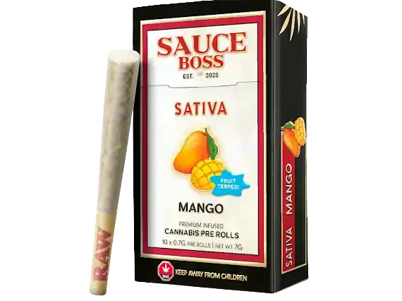 SAUCE BOSS - LIVE RESIN/LIQUID DIAMOND INFUSED PREROLLS - MANGO