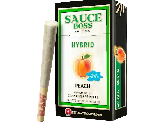 SAUCEBOSSPEACH SAUCE BOSS - LIVE RESIN/LIQUID DIAMOND INFUSED PREROLLS - PEACH