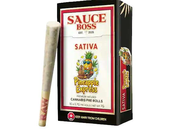 SAUCE BOSS - LIVE RESIN/LIQUID DIAMOND INFUSED PREROLLS - PINEAPPLE EXPRESS