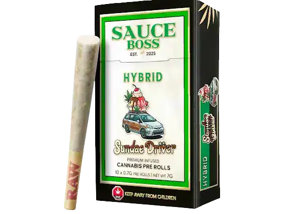 SAUCEBOSSSUNDAEDRIVERHYBRID SAUCE BOSS - LIVE RESIN/LIQUID DIAMOND INFUSED PREROLLS - SUNDAE DRIVER