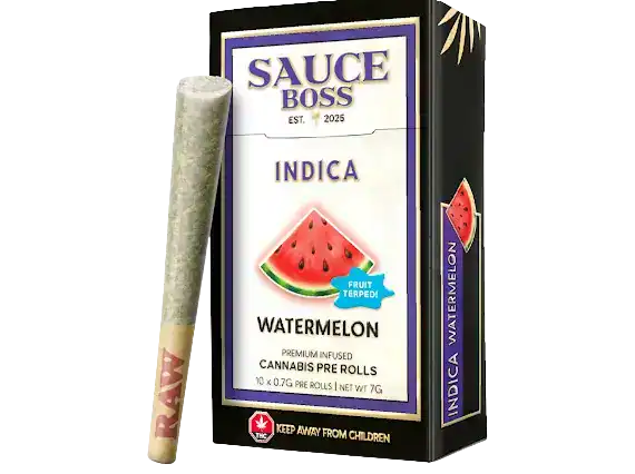SAUCEBOSSWATERMELONINDICA SAUCE BOSS - LIVE RESIN/LIQUID DIAMOND INFUSED PREROLLS - WATERMELON
